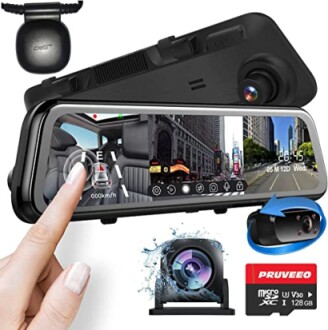 PRUVEEO 12'' Triple Mirror Dash Cam Review: Front, Inside, Rear View with Night Vision & GPS